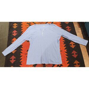 Joe Boxer Women's 3X Light Blue Henley Ribbed Long-Sleeve Top 100% Cotton
